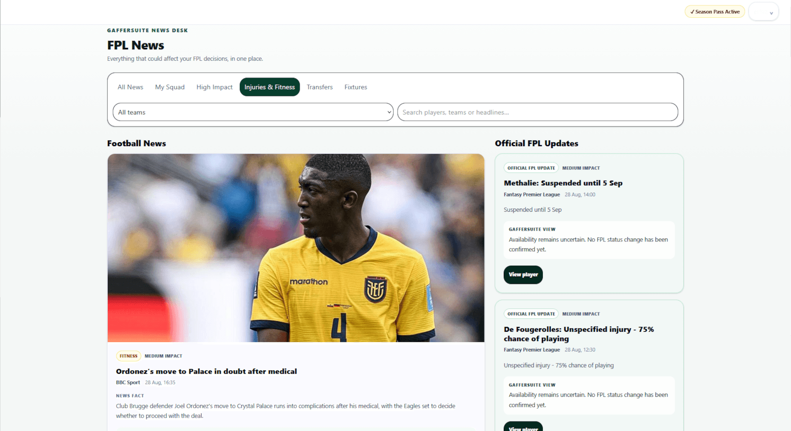 FPL News product screen