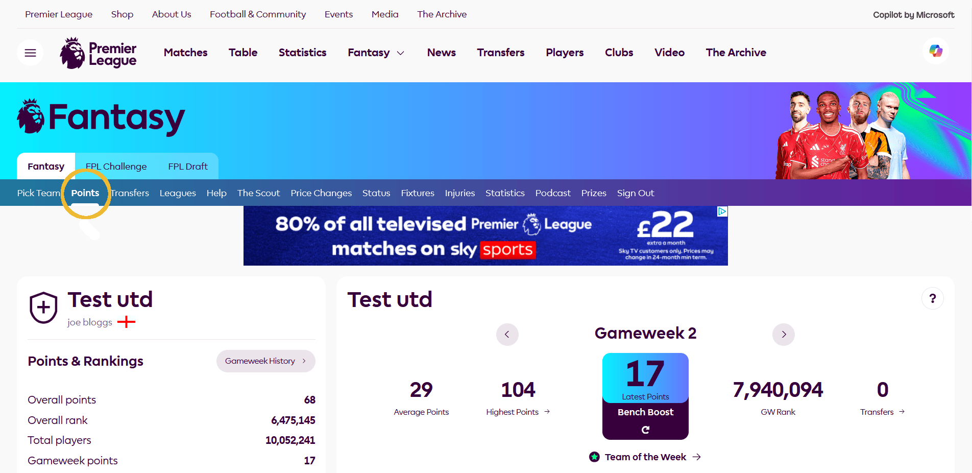 Instructional screenshot for 1. Open your FPL Points page