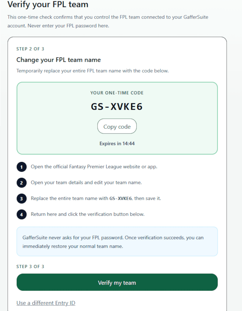 Instructional screenshot for 5. Get your one-time verification code
